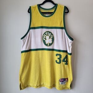 Vintage BostonCeltics Yellow and Green Pierce 34 Basketball Jersey